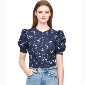 REBECCA TAYLOR Francine Floral Poplin Cottagecore Blouse Top